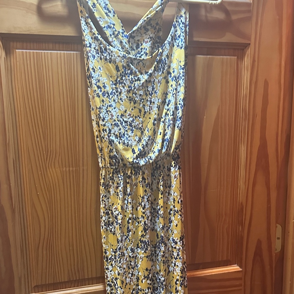 Kaileigh Yellow and Blue Floral Maxi Dress